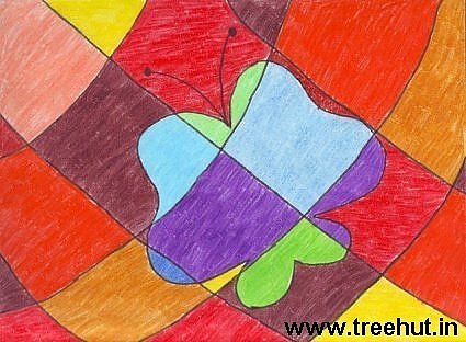 Abstract art in crayons by child Kriti Bansal Lucknow India
