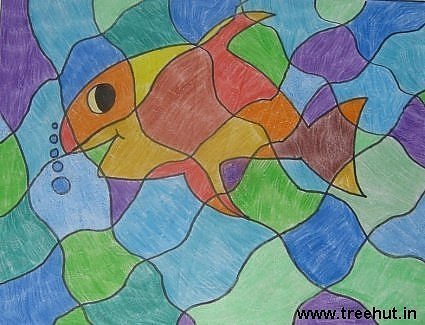 abstract fish painting by Shivani Chauhan Study Hall School Lucknow