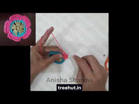 Crochet 5 petal flower | 5 petalled Crochet flower | Winter crafts tutorial #crocheting sc and dc