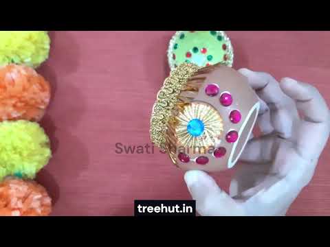 DIY Diwali Diya stand  using 2 kulfi jars | Reused terracotta Kulfi matki Craft