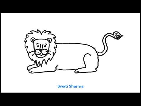Learn to Draw a Sitting Lion,  Easy Lion Drawing Tutorial Video for Grade 3 students