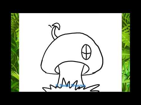 Mushroom house drawing lesson, Fantasy line art, Draw a Mushroom House easily in 2 Minutes