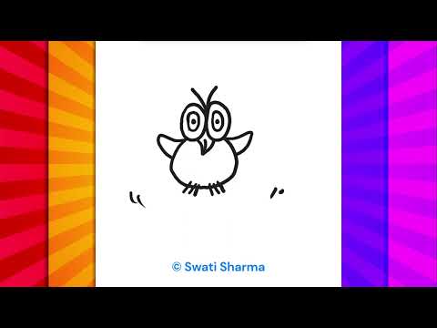 Owl Drawing Tutorial for First Grade Students, Step by Step Video For Owl Line Art Drawing