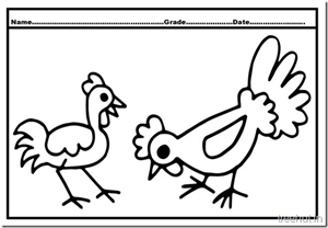 Cock and Hen Coloring Pages