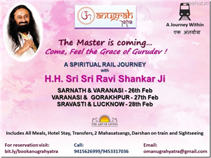 Sri Sri Ravi Shankar ji to visit Sarnath, Varanasi, Gorakhpur and Lucknow