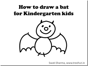 Kindergarten kids learn to draw a Halloween bat, Video instructions