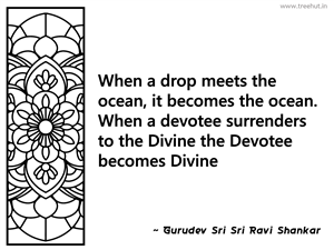 When a drop meets the ocean, it becomes... Inspirational Quote by Gurudev Sri Sri Ravi Shankar